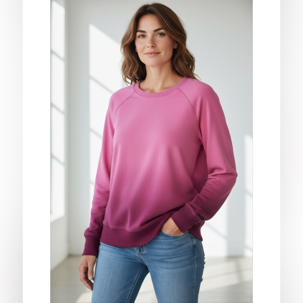 Splendid Womens Super Soft Jersey Ombre Dip Dye Sweatshirt Pullover Top